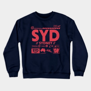 Vintage Sydney SYD Airport Code Travel Day Retro Travel Tag Australia Crewneck Sweatshirt